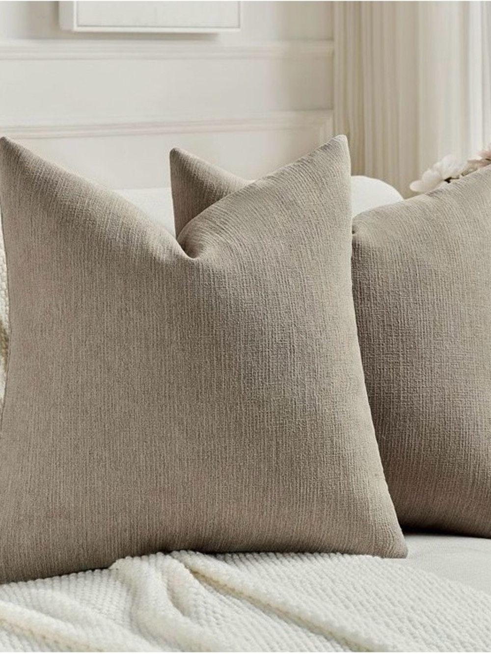 Neutral Beige Decorative Throw Pillow - Soft Textured Home Accent